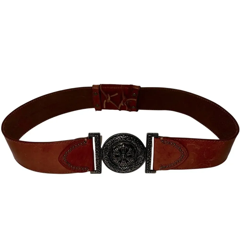 COLDWATER CREWK leather and brass detailed belt M